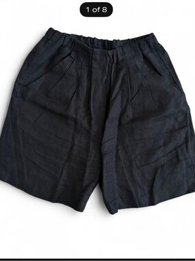 Vintage Free Wear by Jonathan Hoenscheidt Black 100% Linen Long Shorts